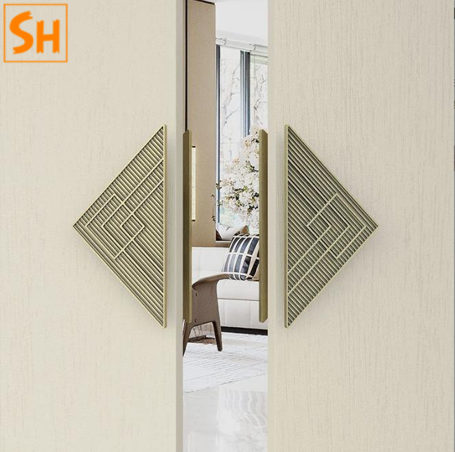 Tay nắm cửa hình học phong cách Á Đông XH4364 đồng xanh Tay nắm cửa hình học phong cách Á Đông XH4364